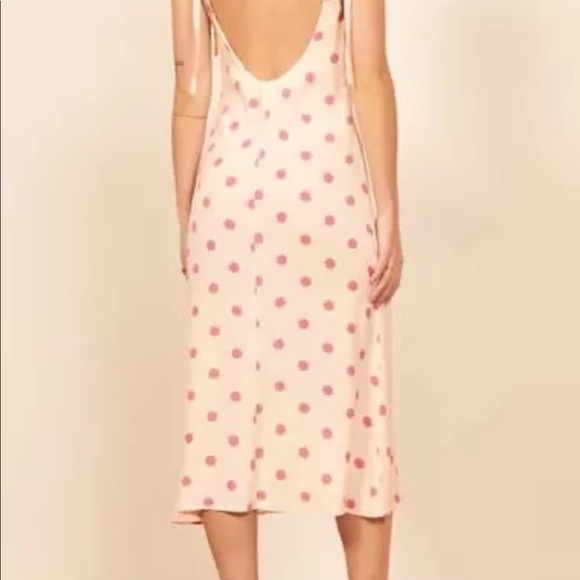 Reformation Jade Dot Print Tie Shoulder Dress - Picture 3 of 4